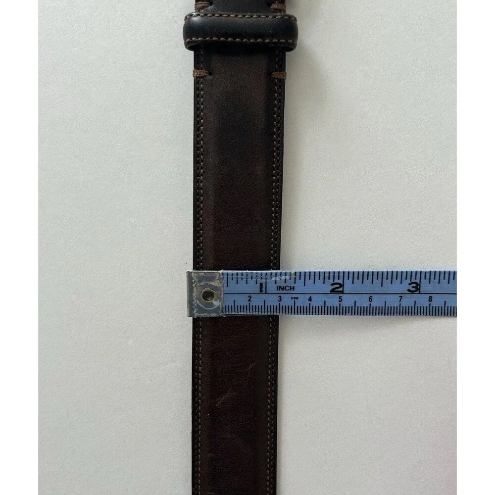 Coach Mens Leather Belt Brown Genuine Calfskin 3752 Silver Tone Brass Buckle 36